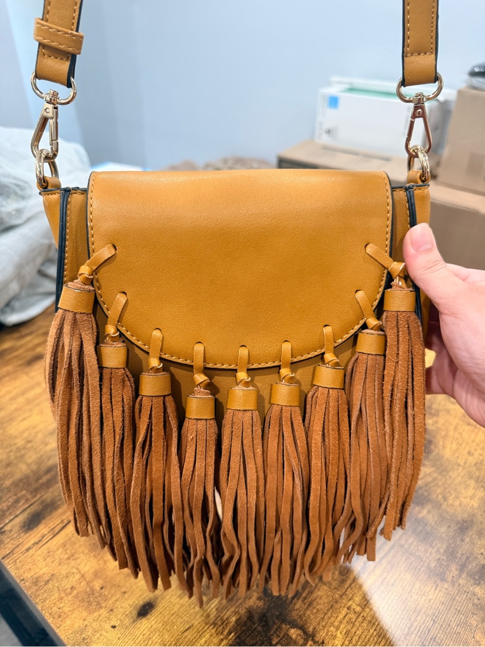 Octavia Balboa Tassel Crossbody Bag in Mustard Brown - Women